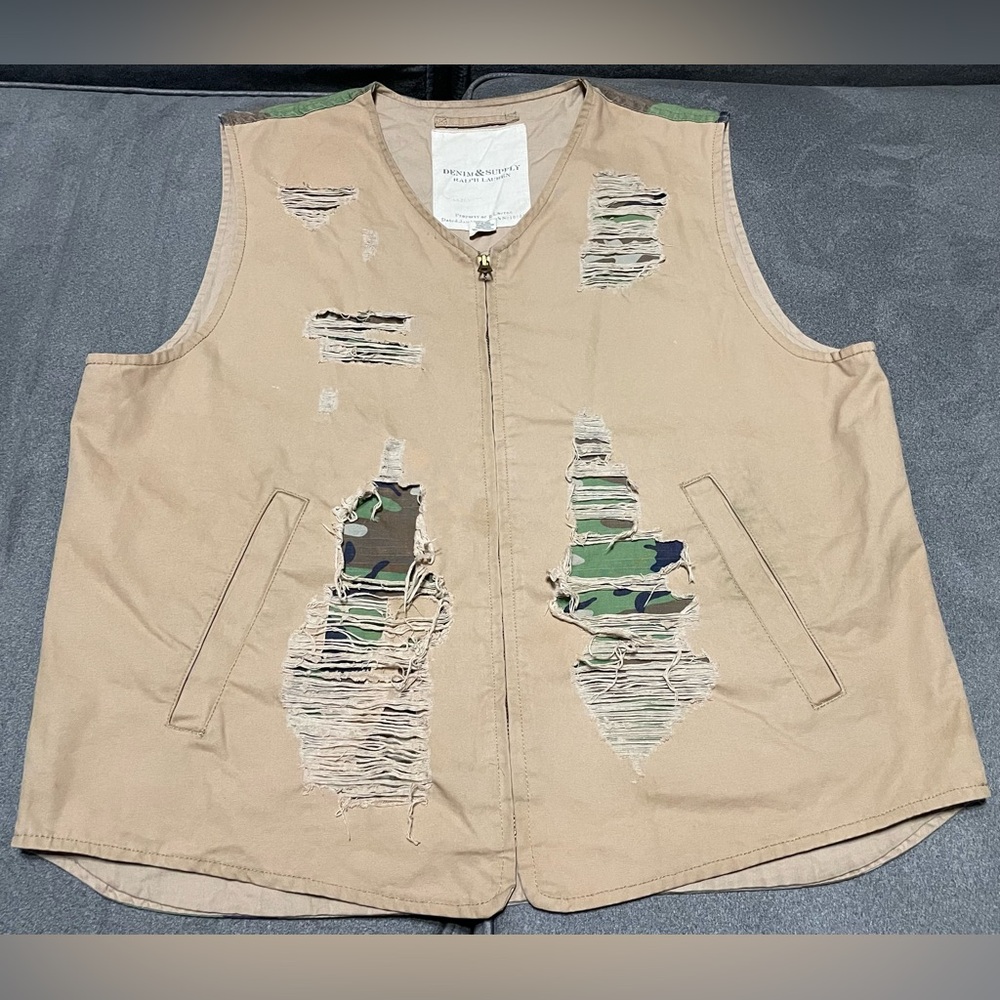 SOLD SOLD SOLD SOLD Denim Supply Ralph Lauren Men’s Beige Distressed Full Zip